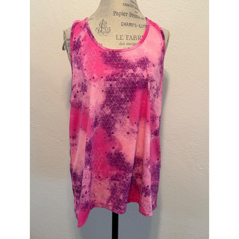 Danskin Now Womens XXL Tank Top Purple Peony Geometric Racerback DN125069